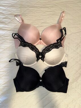 Ambrielle 36C Push-Up Bra Lot of 3 – Pink, Black & Lace